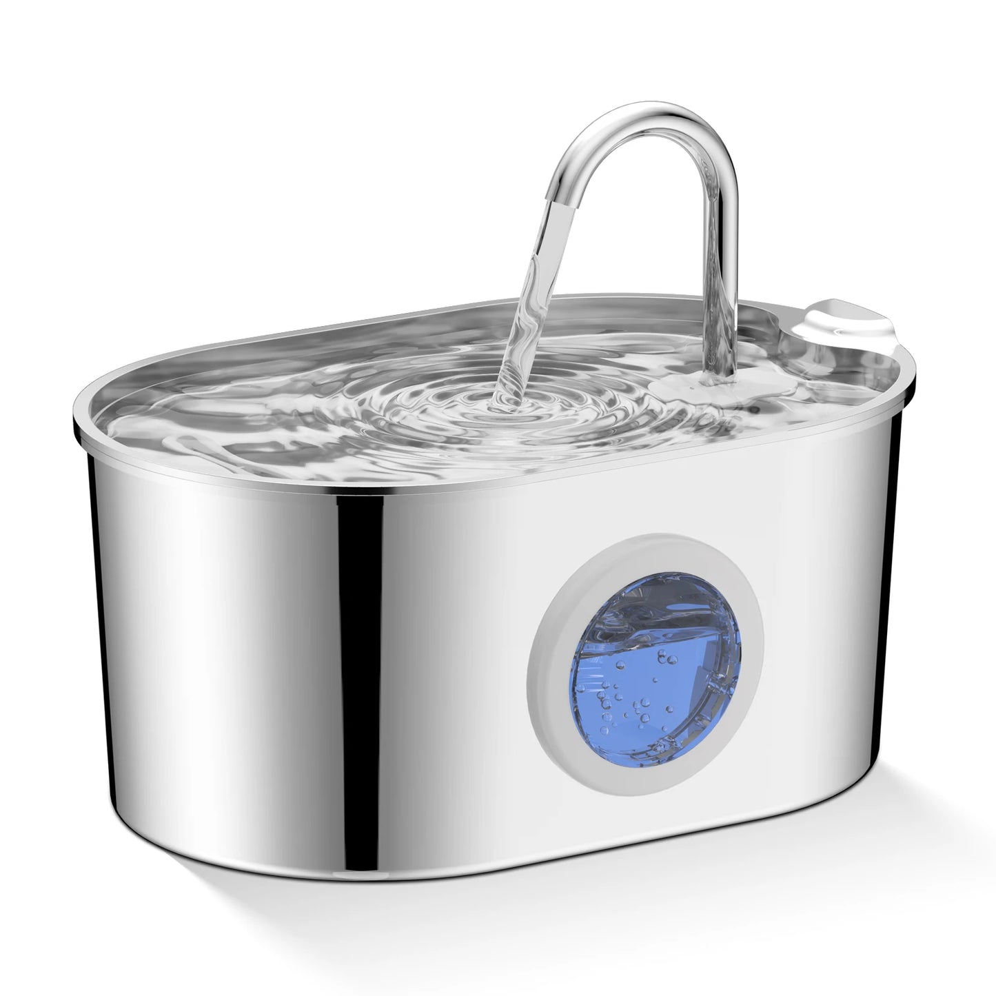 2.2L Dog Fountain Stainless Steel Automatic Pet Drinker With Filter Quiet Indoor Animal Watering Fountain