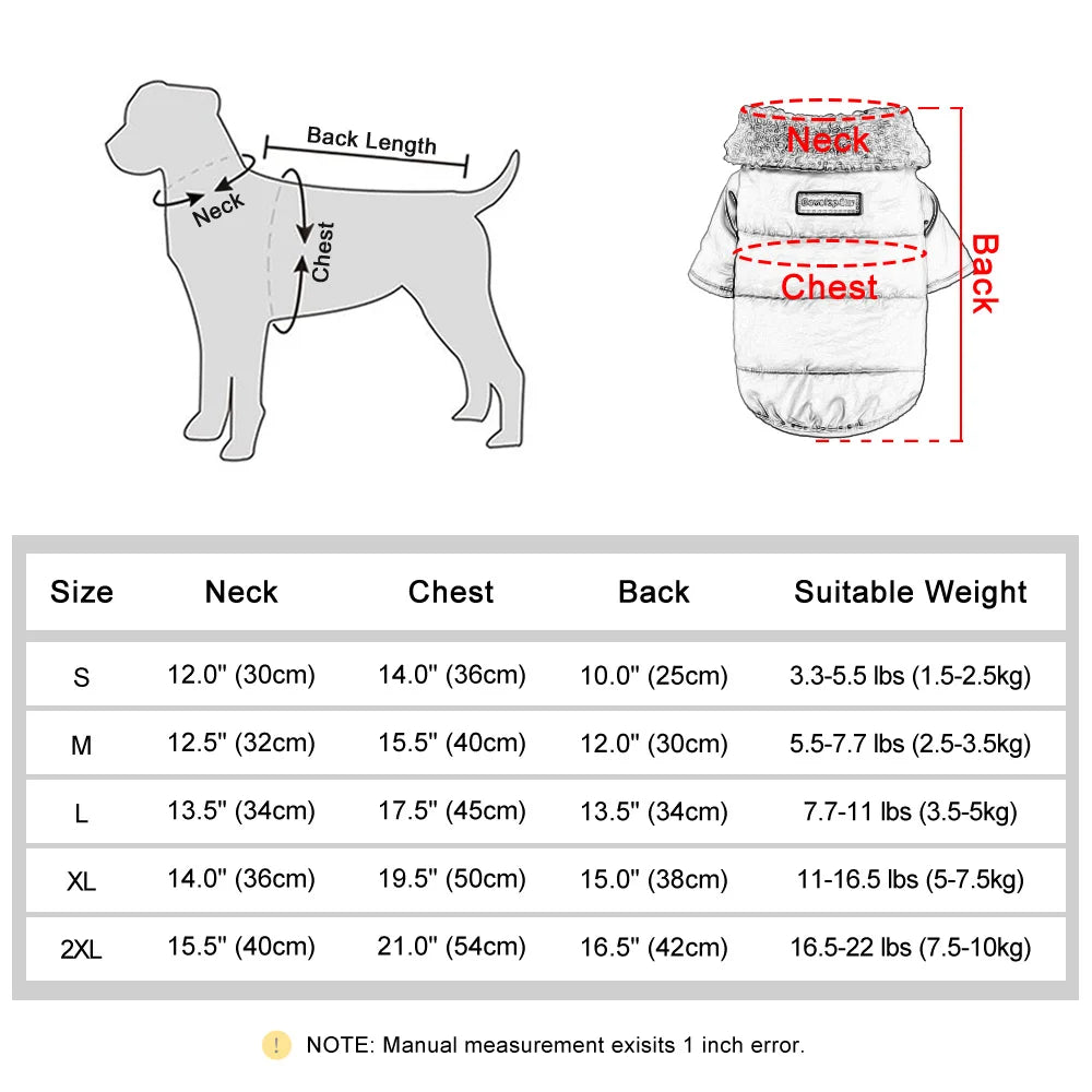 Warm Winter Dog Cat Clothes With Fur Collar Outdoor Dogs Clothing Jacket Thick Pet Puppy Coat for Small Medium Dogs Chihuahua