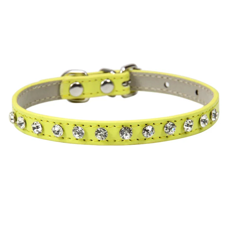 Luxury Rhinestone Rivets Cat Collar Leather Small Dog Collars Puppy Neck Strap for Kitten Accessories Wholesale / Dropshipping