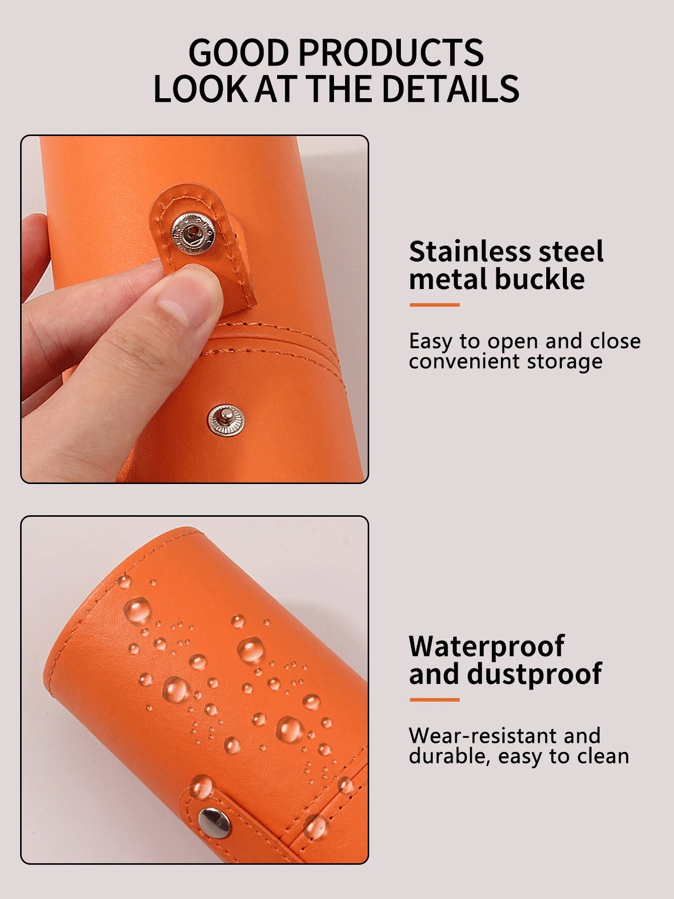 Portable PU Leather Travel Makeup Brush Holder Organizer Bag