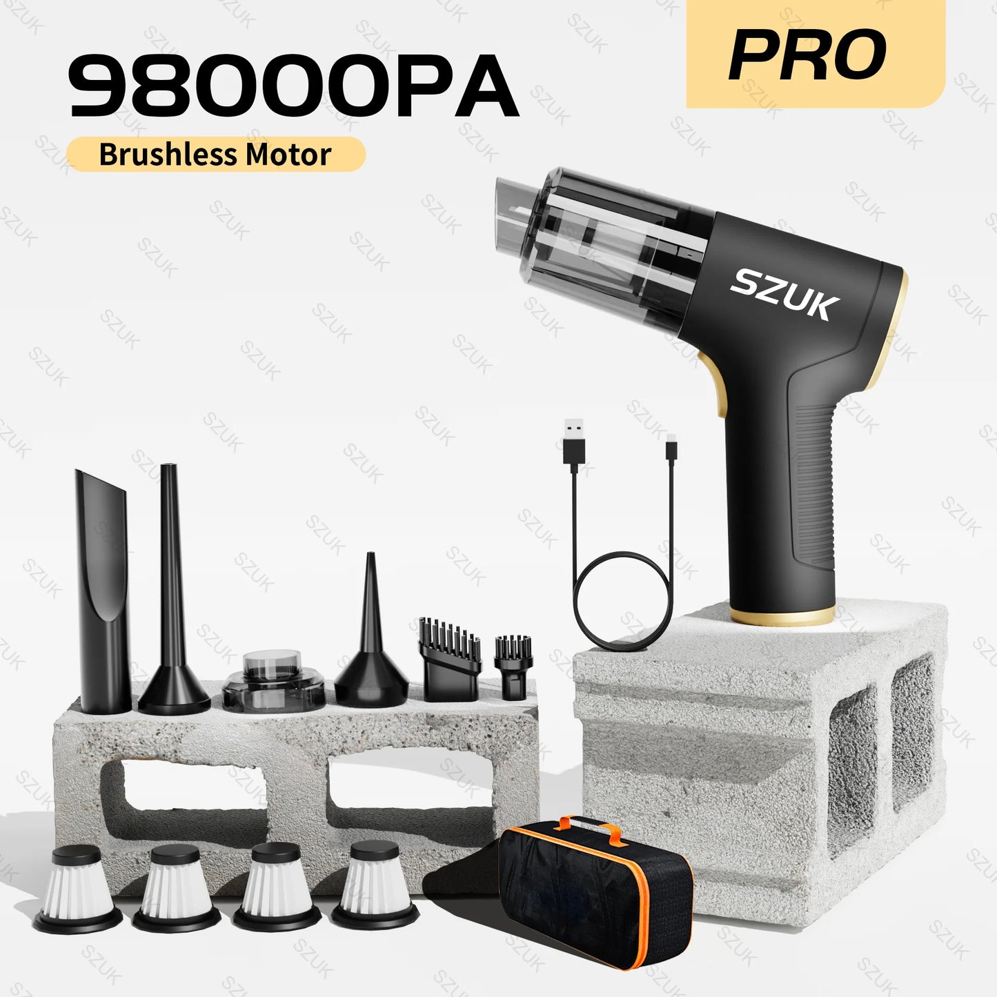 98000PA Portable Handheld Car Vacuum Cleaner Mini Wireless Strong Suction USB for Home and Car Cleaning