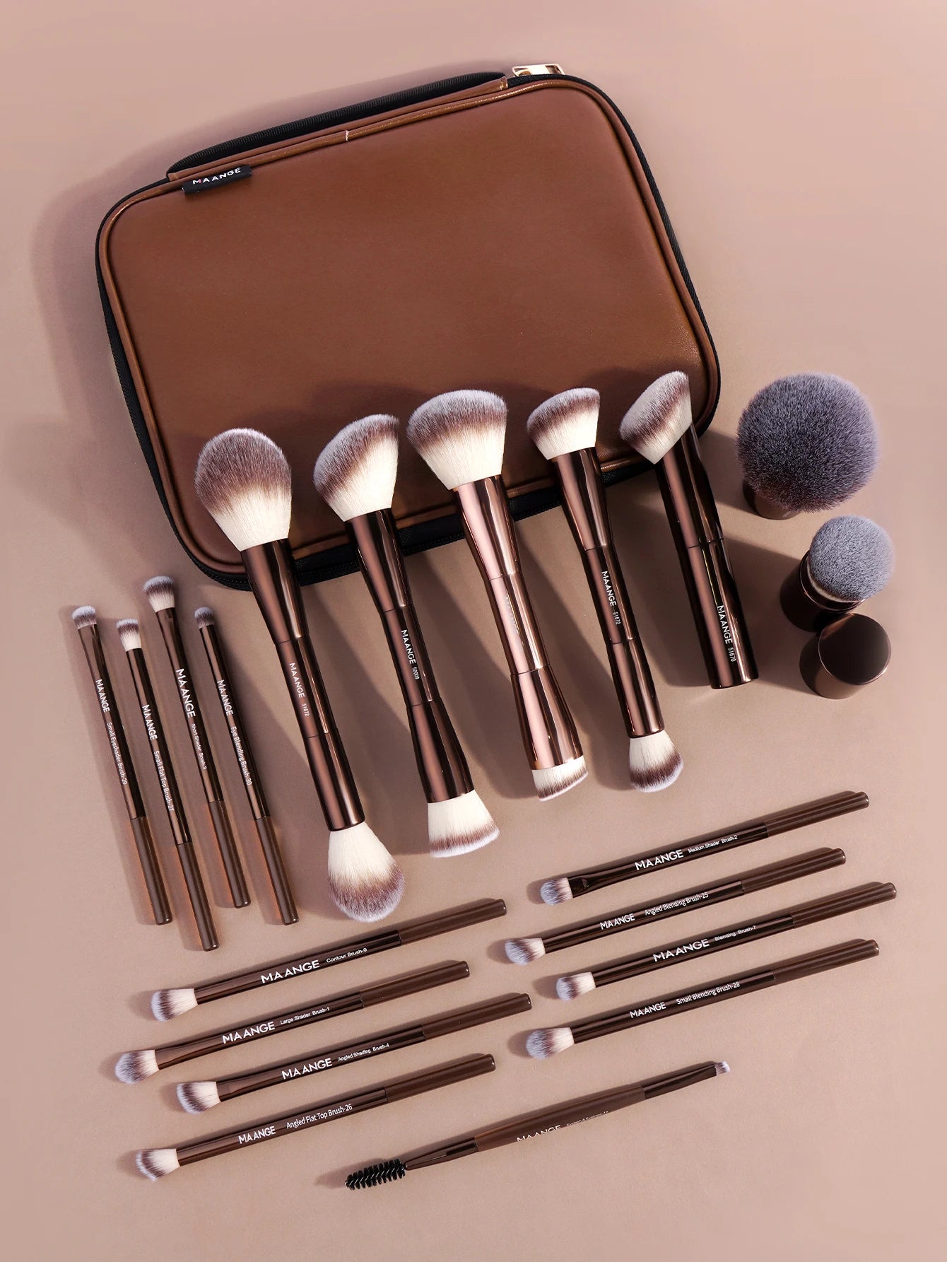 MAANGE 20 Piece Professional Makeup Brush Set with Dual Ended Brushes and Storage Bag
