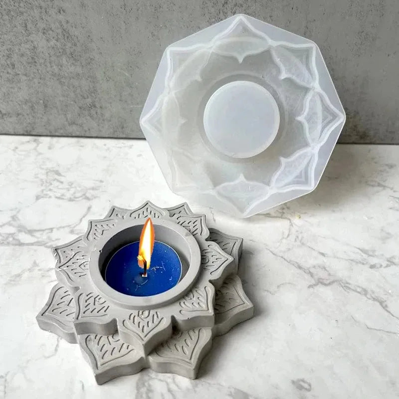 Concrete Candle Jar Silicone Mould Round Lotus Holder Tool