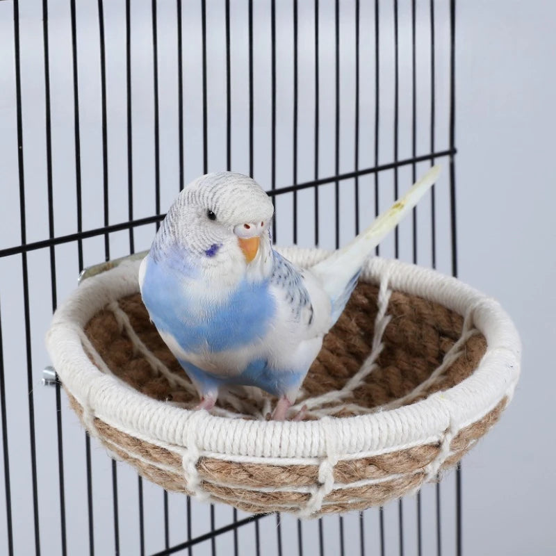 Hemp Rope Bird Nest Parrot Breeding Nest Bird Cage Bed for Budgies Parakeets Cockatiels