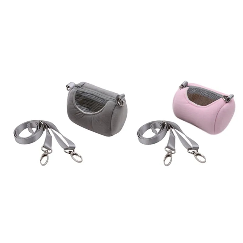Pet Cage Cross Body Accessories Cylinder Design Soft Practical House Travel Portable Squirrel Visible Mesh Hamster Carrier Bag