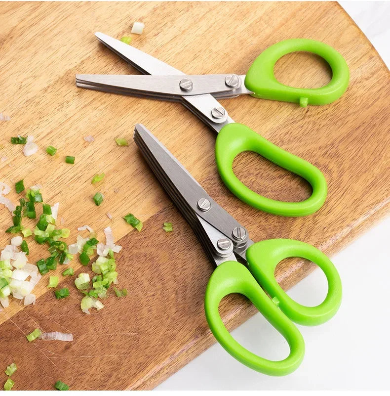 Multi-Functional Stainless Steel Kitchen Scissors for Chopping Herbs and Vegetables