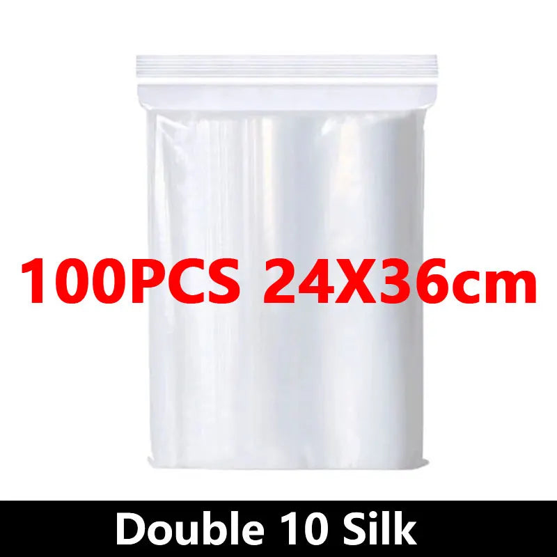 100Pcs Thicken Zipper Sealed Bags Clear Plastic Storage Bags for Jewelry and Food Packing