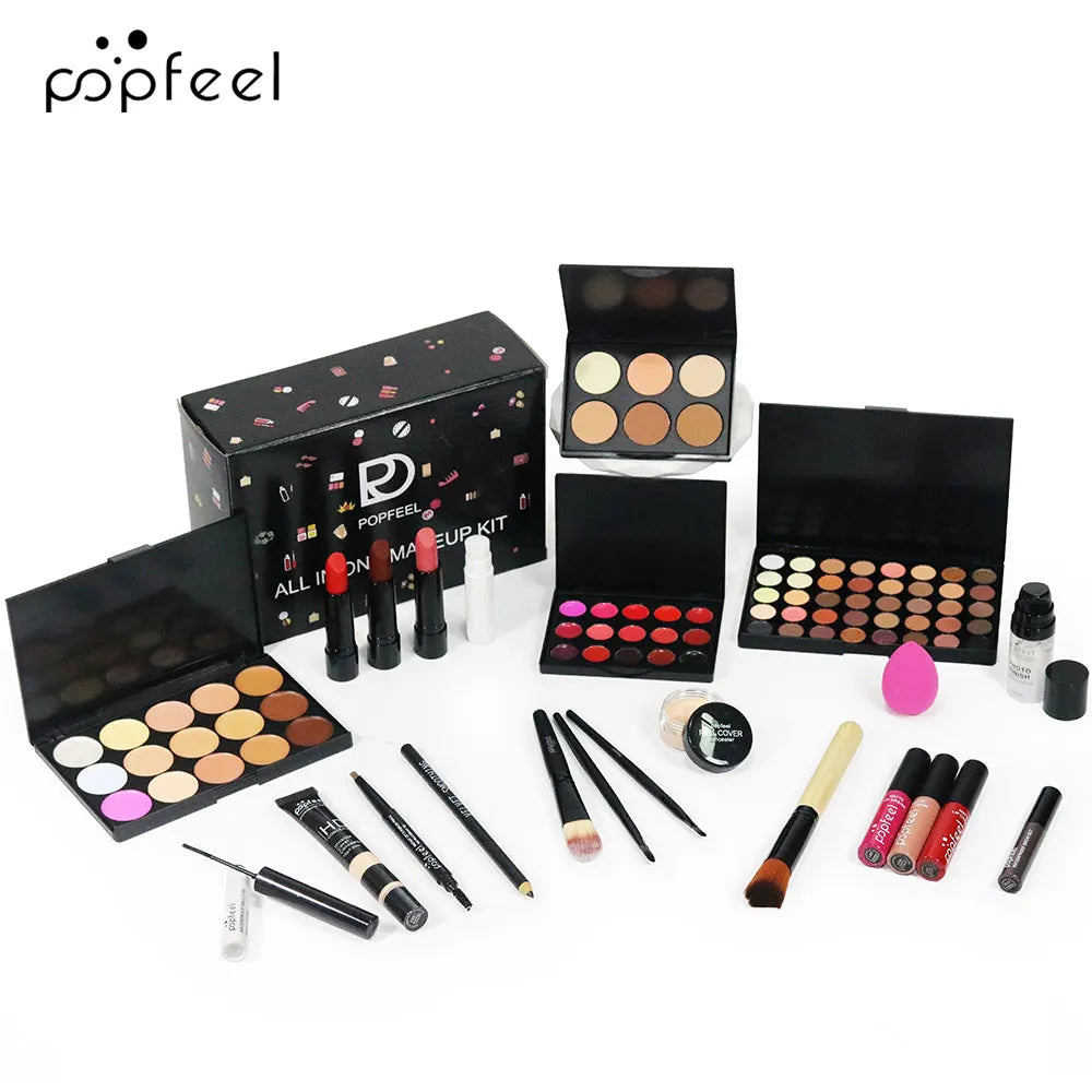 POPFEEL All In One Makeup Kit for Girls Teens and Women with Eyeshadow Foundation Lip Gloss Lipstick and Primer