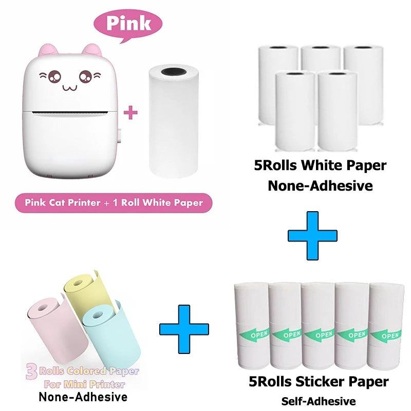 Mini Photo Pocket Printer Portable Ink-free Thermal 57mm Wireless BT 200dpi for Android iOS