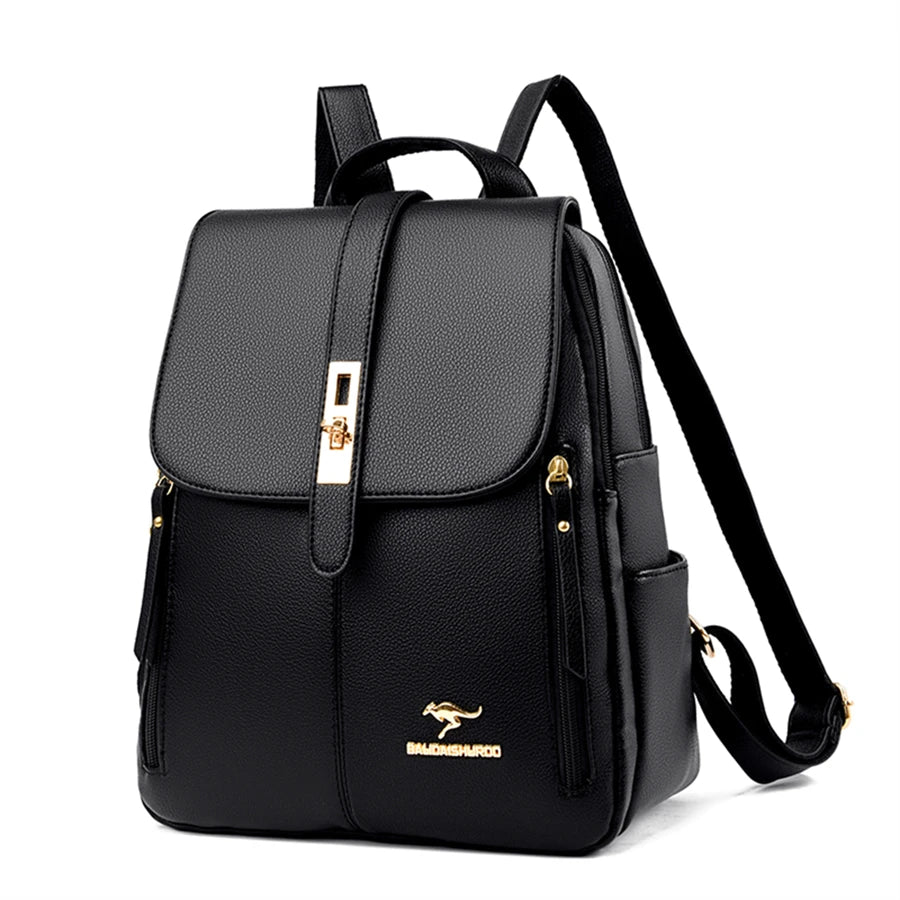 Luxury Women Leather Backpacks for Girls Casual Daypack