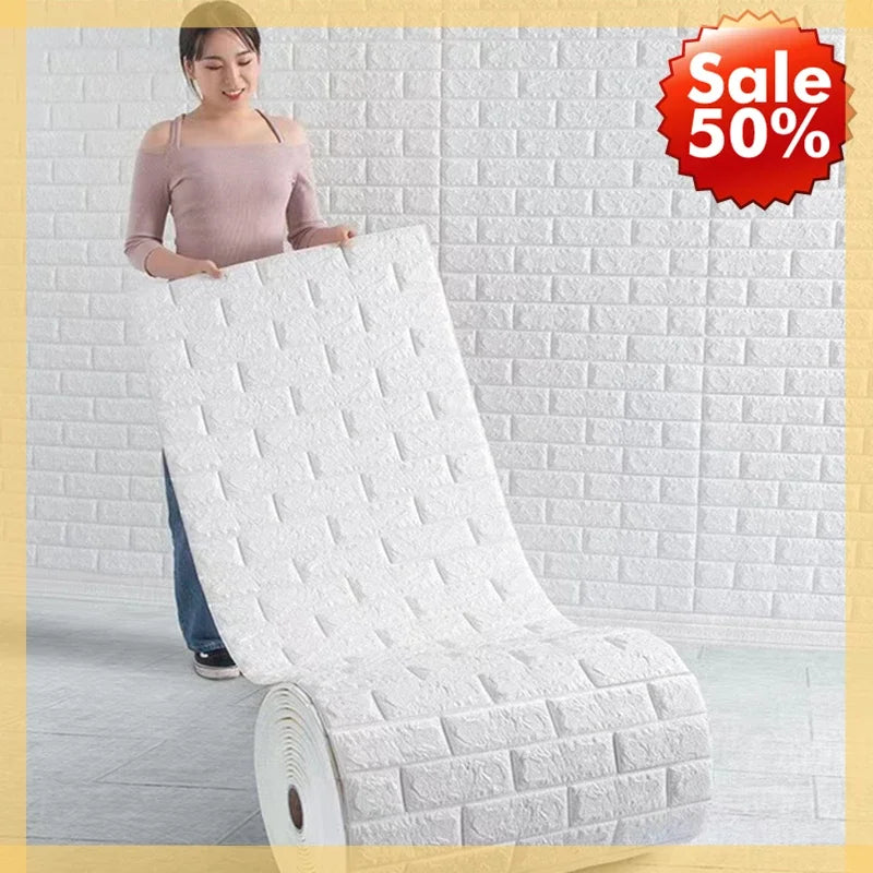 70cm*2m 3D Soft Foam Brick Wallpaper Roll Self Adhesive Decor