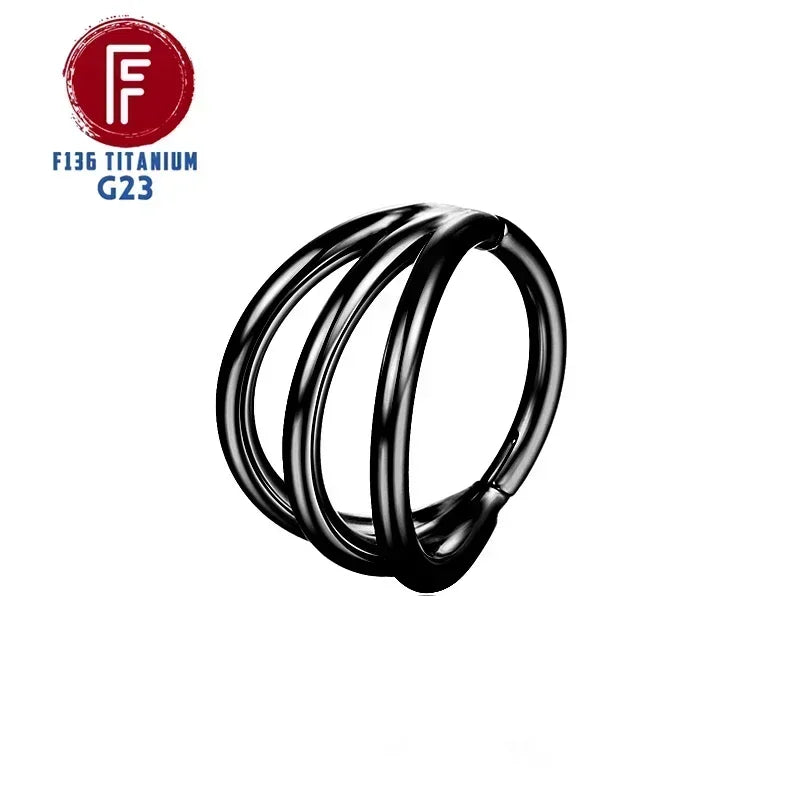 F136 Titanium 3 Layers Nose Rings and Ear Cuff Jewelry