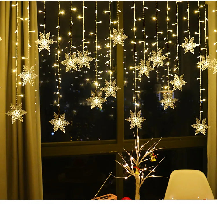 3.2M Christmas Snowflakes LED String Lights Waterproof Fairy Curtain for Holiday Party Wedding Decoration