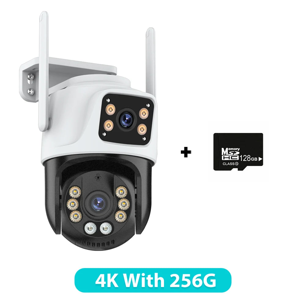 Three Lens 6K HD Outdoor PTZ IP Camera with Auto Tracking and WiFi Dual Lens Wireless CCTV Security System
