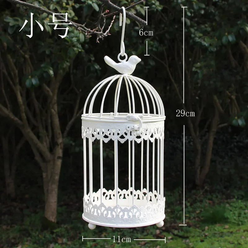 Iron Metal Bird Cage Decoration Hanging Flower Wedding Candle Holder Jewelry