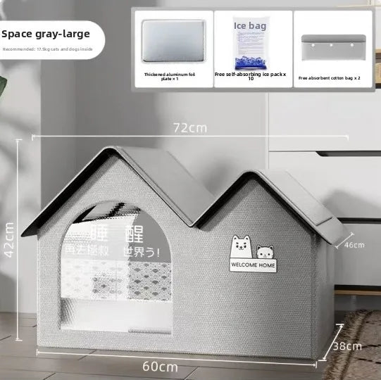 Summer Cooling Pet House for Cats and Dogs Portable Ice Shelter with Air Conditioning Design Ideal for Hot Weather