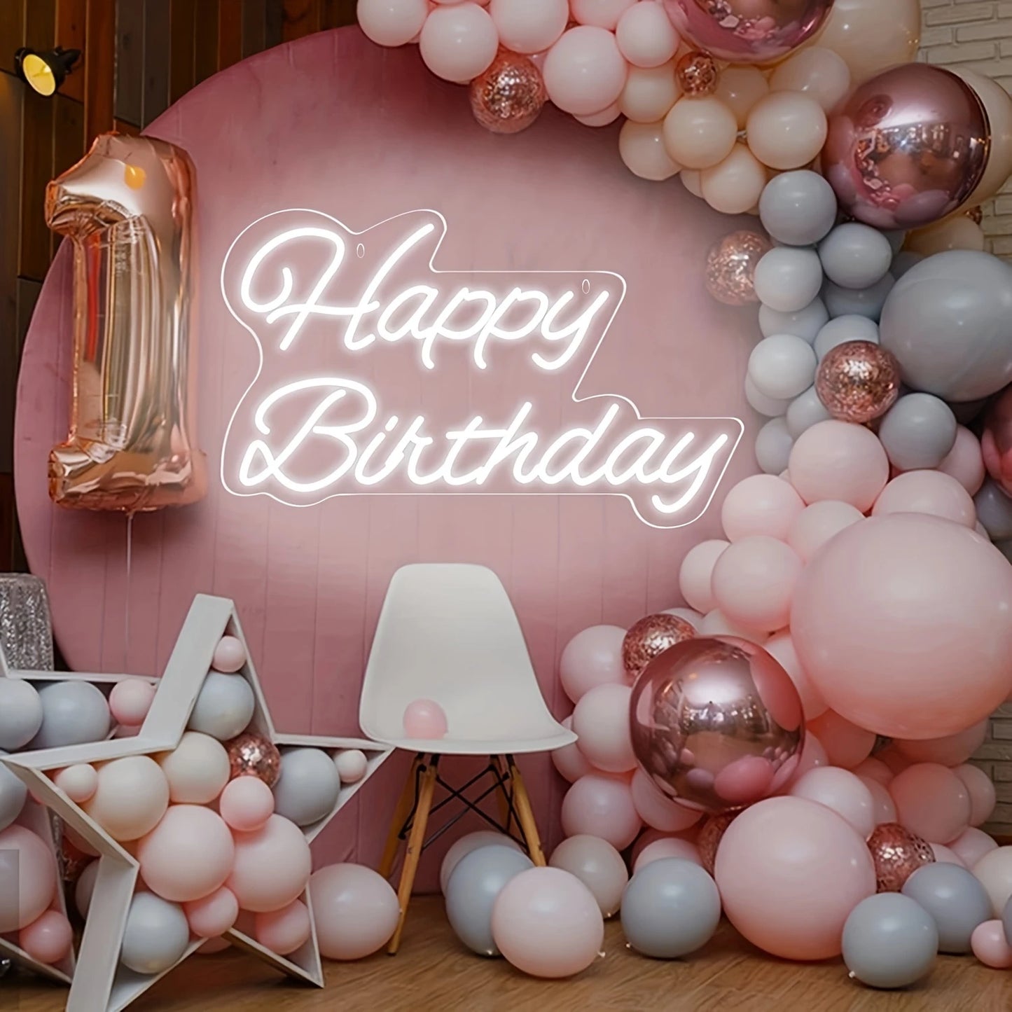 Happy Birthday Neon Sign Dimmable LED Wall Decor Light