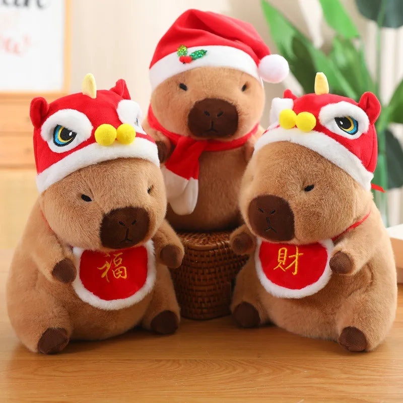 Christmas Capybara Plush Doll Soft Pillow Toy for Kids