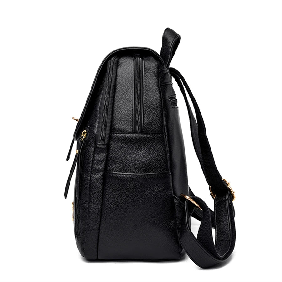 Luxury Women Leather Backpacks for Girls Casual Daypack