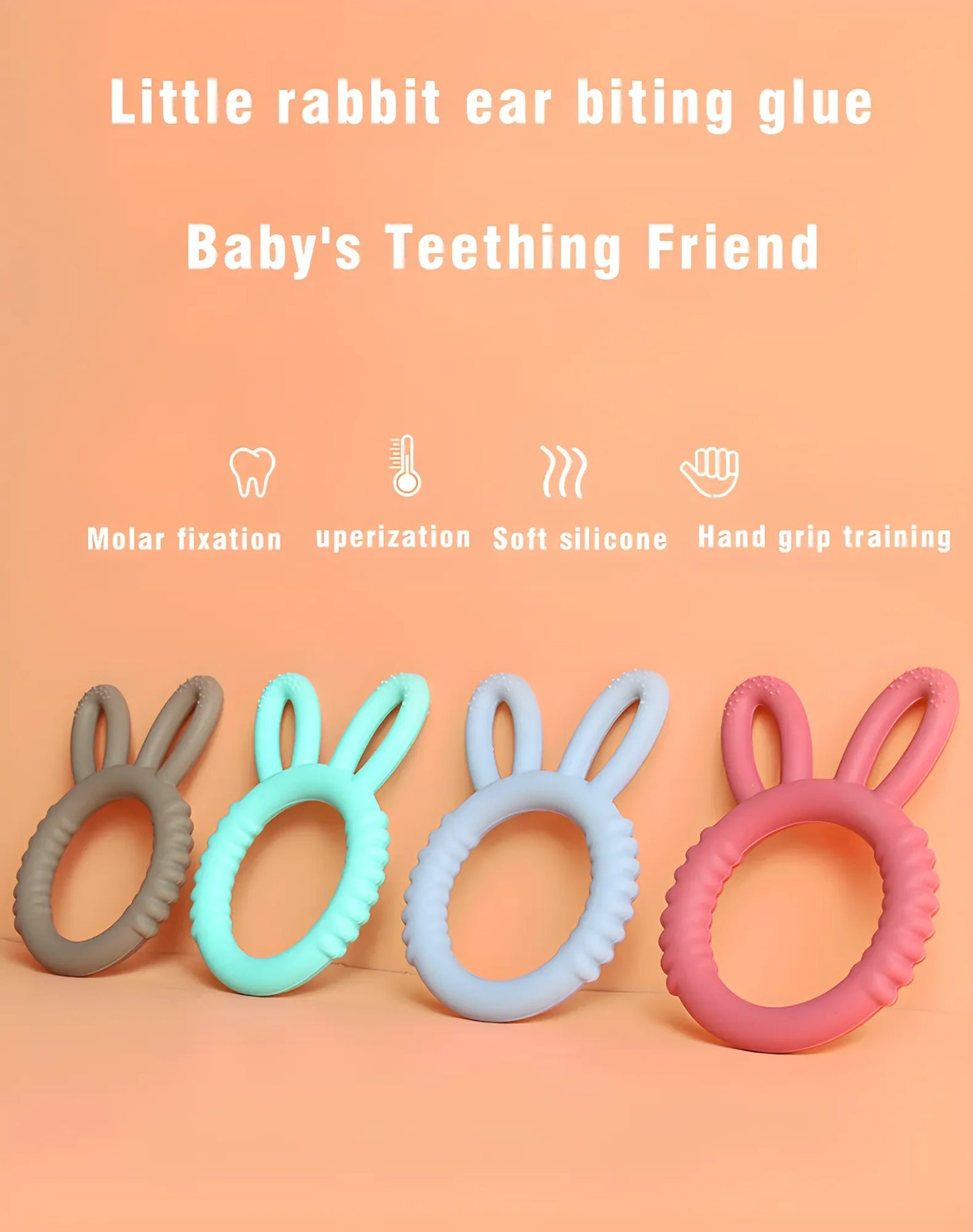 Baby Silicone Teether Bunny Safe Pacifier for Happy Teething