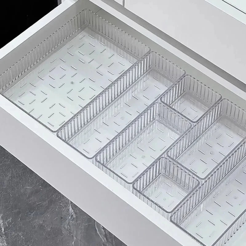 Clear Plastic Drawer Organizers Set for Bathroom and Vanity Storage Bins