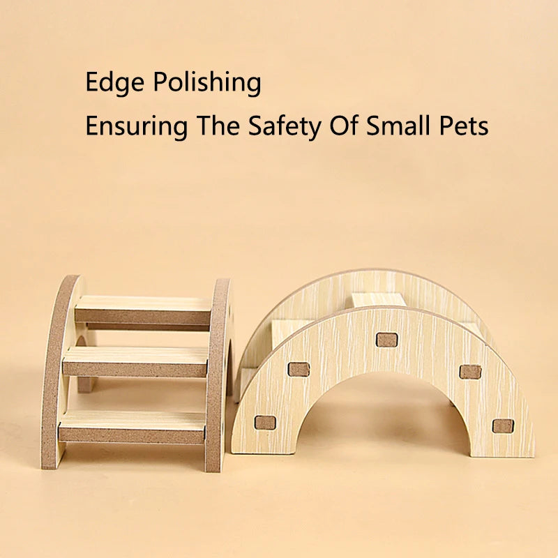 1pc Functional Wooden Hamster Arch Bridge Toys Hiding Climbing Ladder Small Pet Products Hamster Cage Golden Bear Toy Supplies