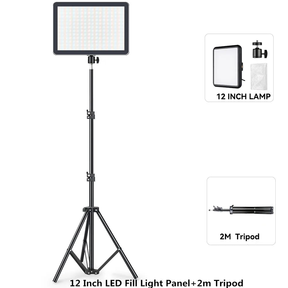 8/12 Inch LED Photography Video Light Panel Kit With Tripod