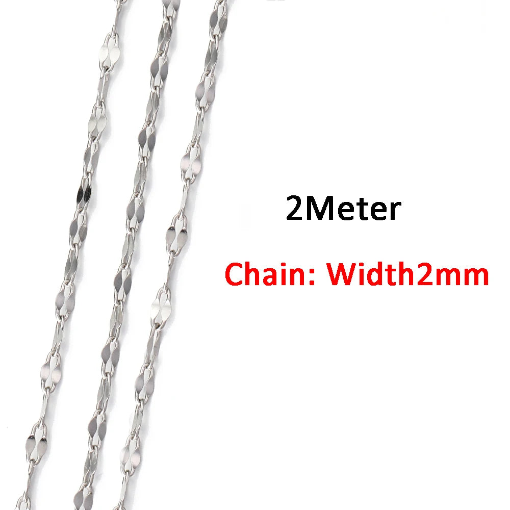 2 Meters/1 Meter High Quality Gold Color Stainless Steel Chain for DIY Jewelry Making