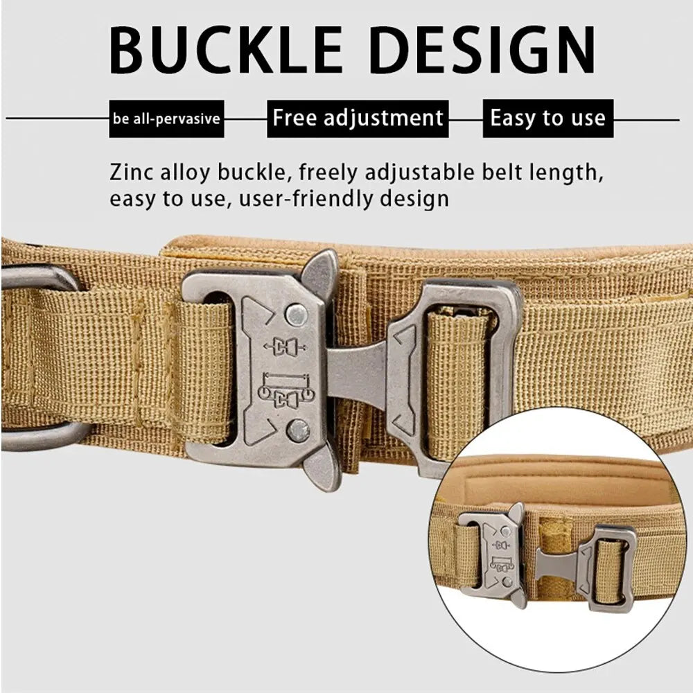 Pet Products Outdoor Tactical Dog Collar Nylon Metal Buckle for Medium and Large Dogs
