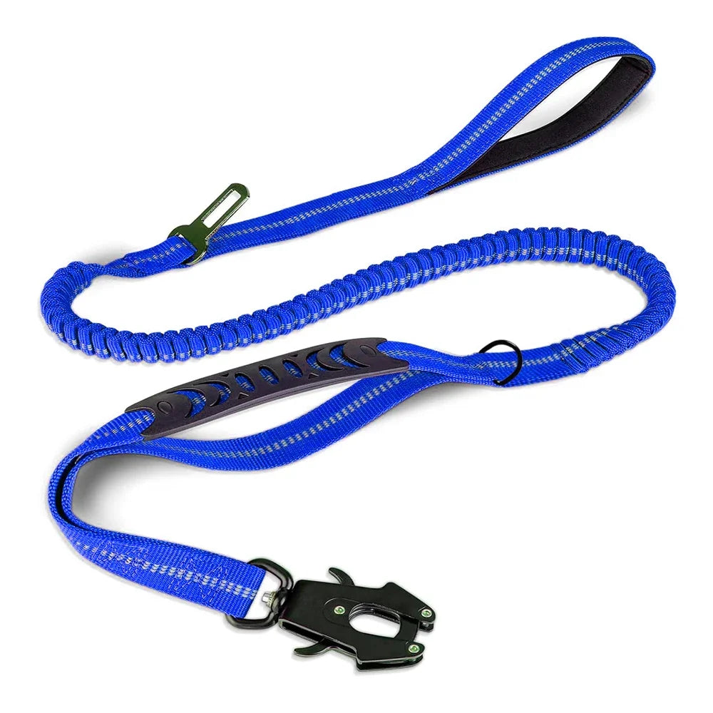Reflective Heavy Duty Tactical Bungee Dog Leash with Shock Absorbing Technology and Seatbelt for Large Dogs