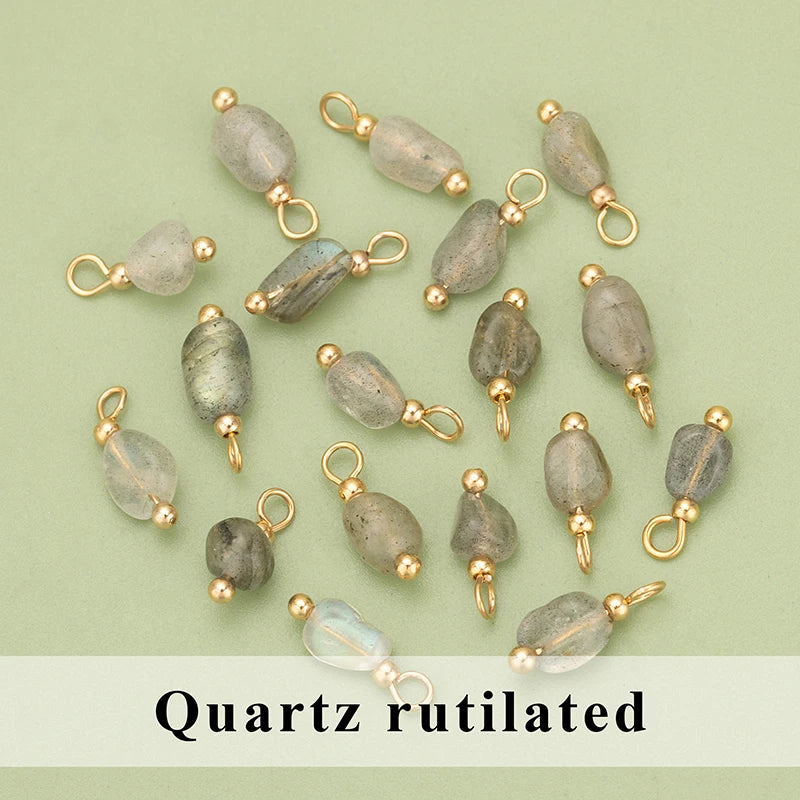 YEGUI C324S 20pcs Natural Stone Charms 18K Gold Plated