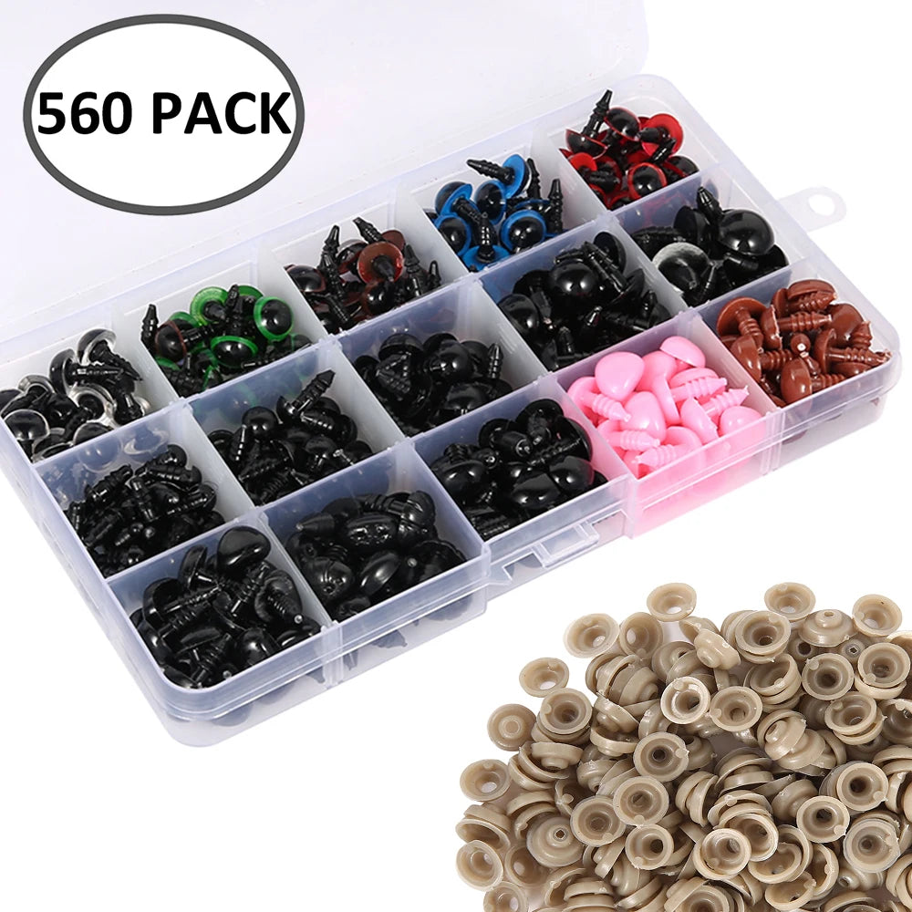 150/500 Pcs Doll Making Eyes Black Multiple Sizes for DIY Plush Toys and Crafts