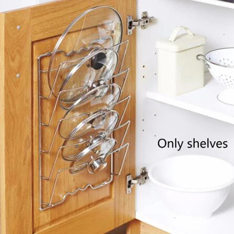 Stainless Steel Pot Lid Rack Kitchen Organizer Premium Dish Rack Holder for Efficient Kitchen Storage