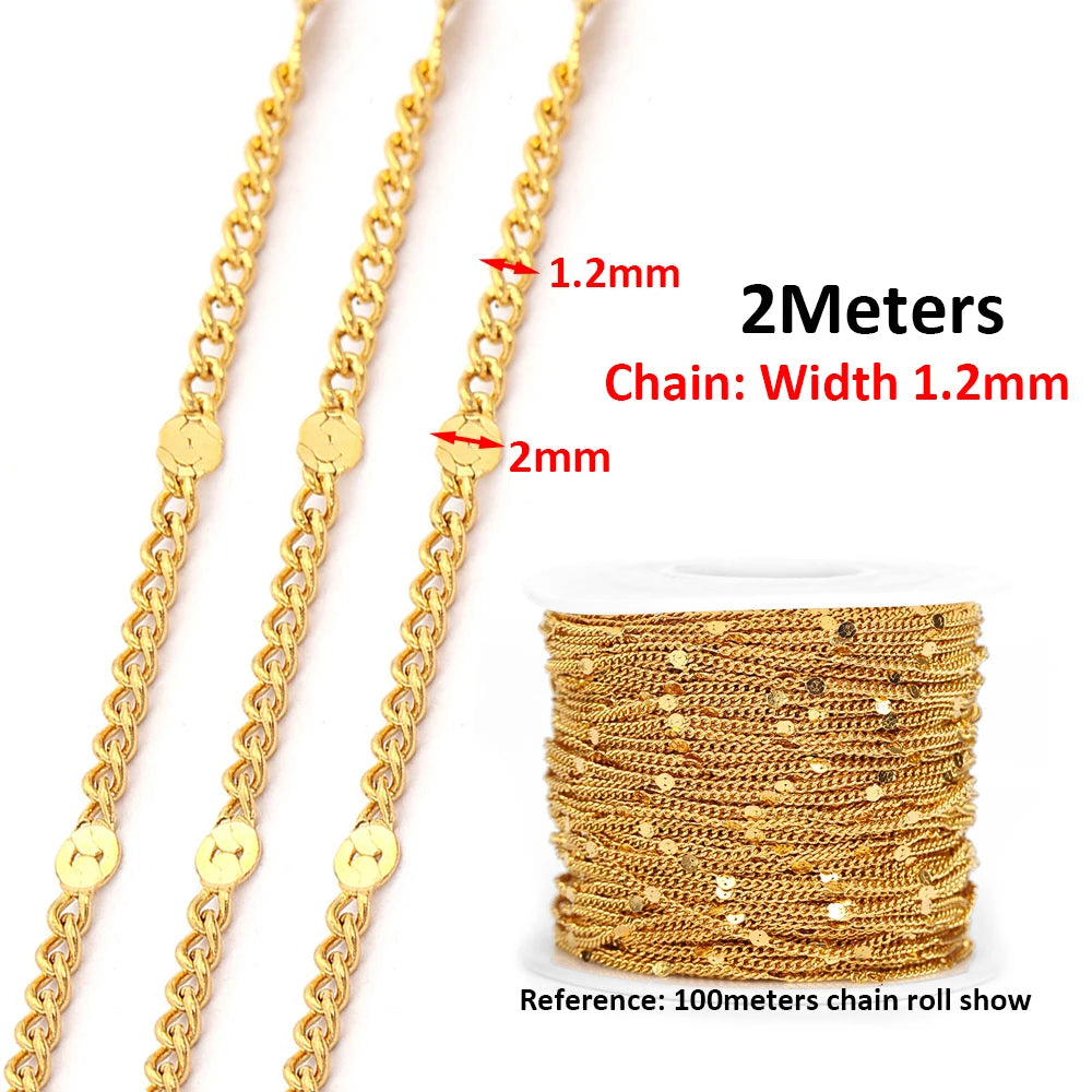 2 Meters/1 Meter High Quality Gold Color Stainless Steel Chain for DIY Jewelry Making