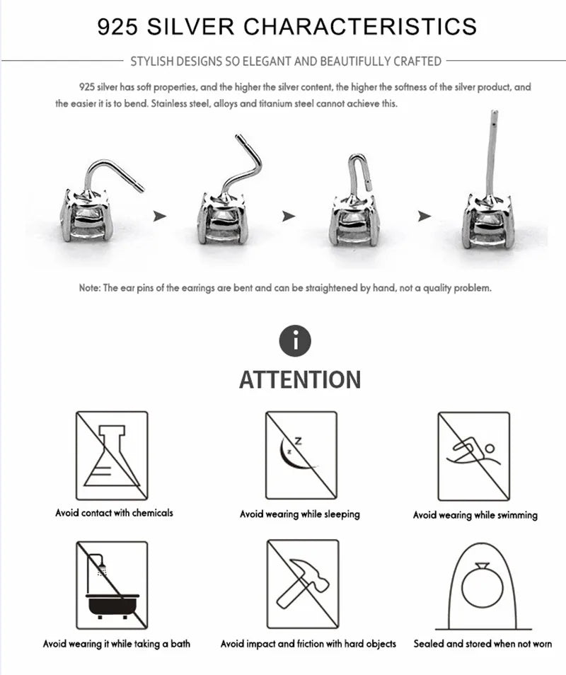 Simple Metal 925 Sterling Silver Letter Earrings with Zircon