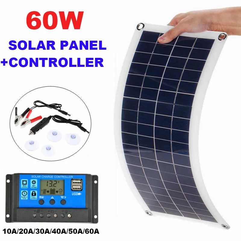 Solar Panel 60W 12V DualUSB Output for Car Yacht Boat Charger