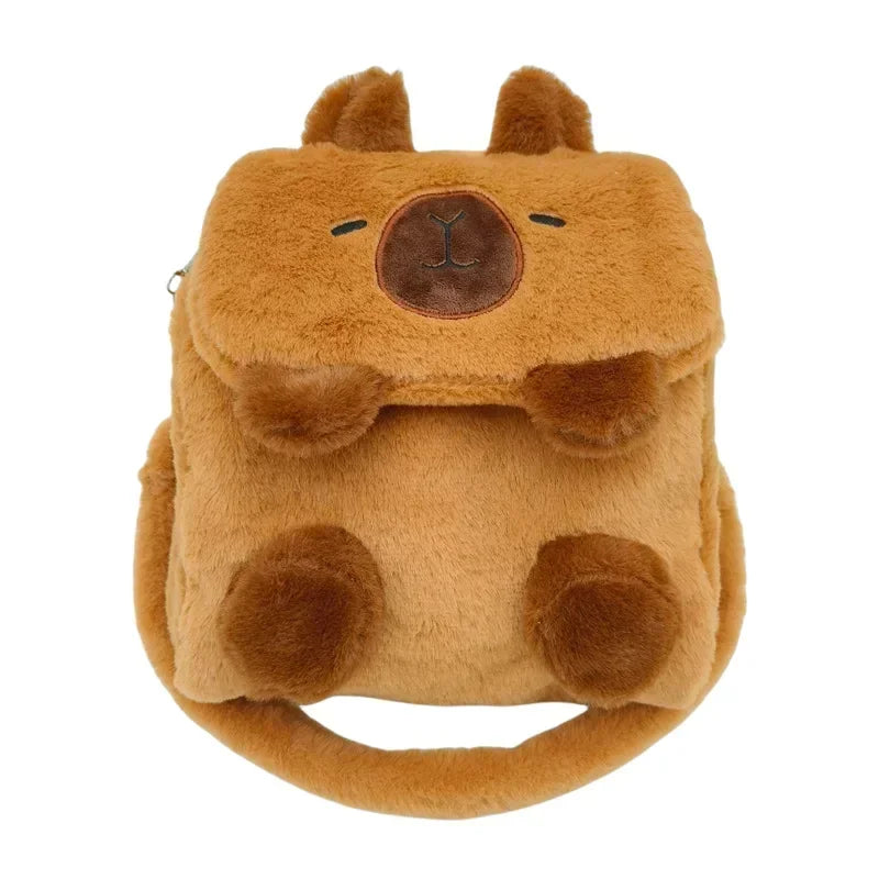 Strawberry Hat Capybara Plush Toy Backpack for Kids