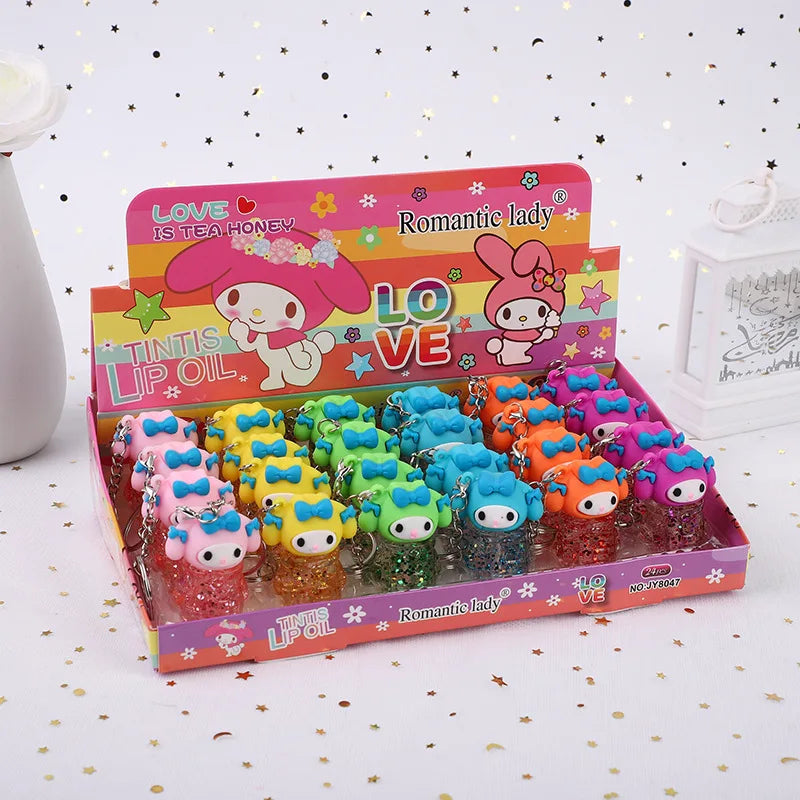 24 Piece Cartoon Lip Oil Set Color Changing Vitamin E Moisturizing Long Lasting Lip Gloss for Women and Girls