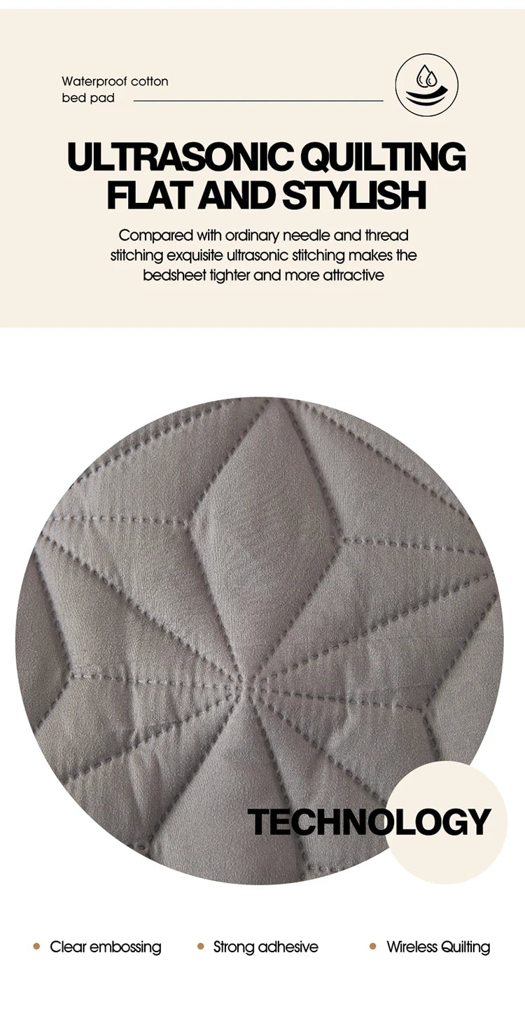 Waterproof Mattress Topper with Elastic Band Quilted Protector Pad for Single/Double Bed 140/160