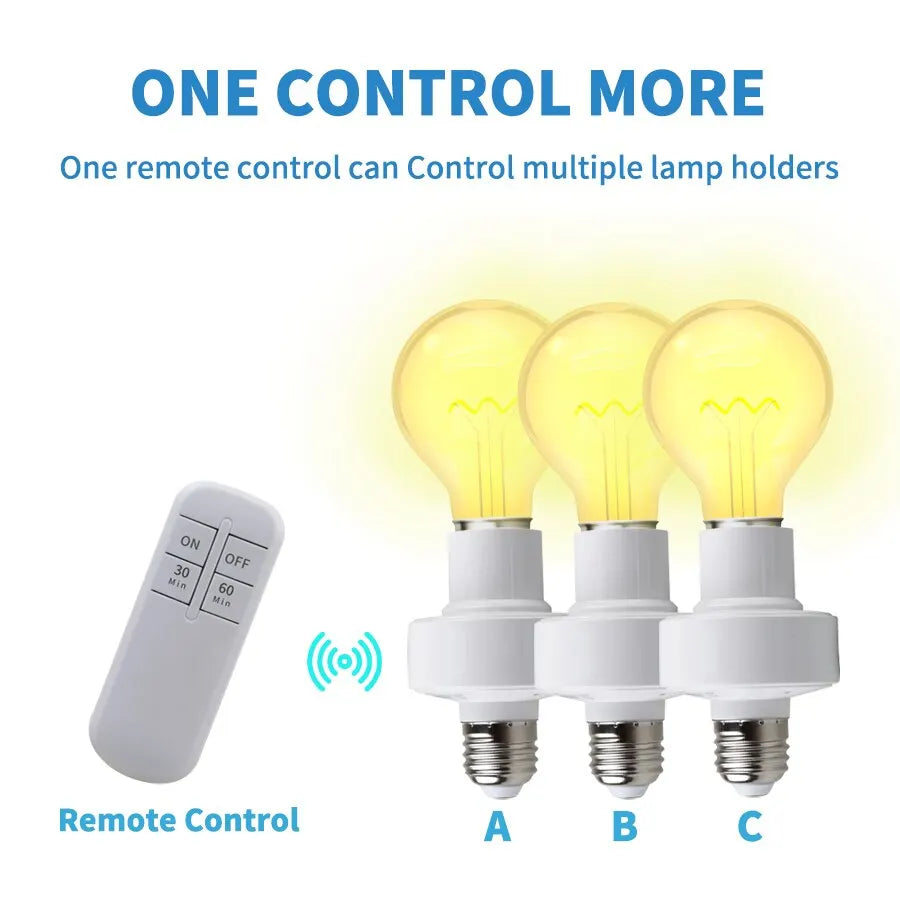 Smart Timer Switch Wireless Remote Control E27 Lamp Holder 15m Range 110V 220V