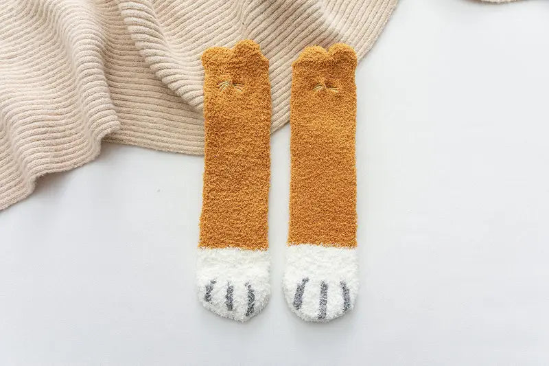 Socks Women Thicken Warm Cute Cat Paw Colorful Winter Sox