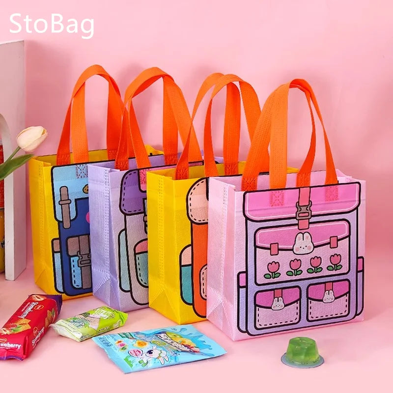 StoBag Eco-Friendly Cartoon Gift Wrapping Tote Bag for Kids Birthday Parties Ideal for Candy Toys Stationery and More