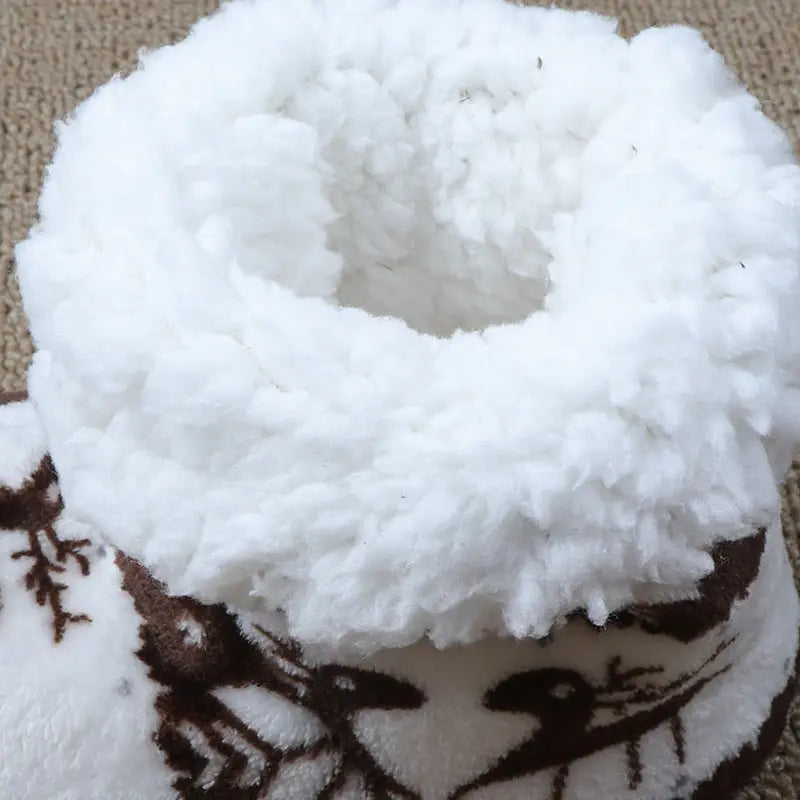 Winter Socks Shoes Woman Christmas Elk Slippers Warm Plush