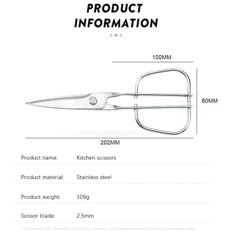 High Quality All Steel Kitchen Scissors with Detachable Stainless Steel Blades Multi Purpose Barbecue and Food Cutting Shears