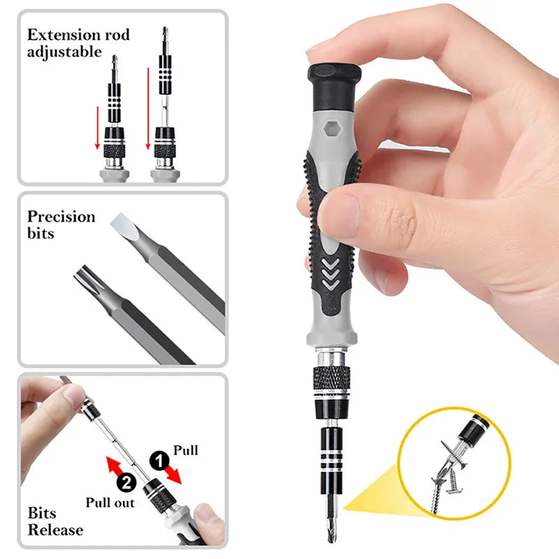 115 in 1 Magnetic Screwdriver Set with Precision Bits for Computer and Phone Repair Multi Tool Kit with Torx and Hex Drivers