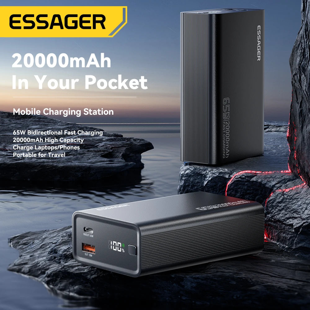 Essager Power Bank 20000mAh Portable PD 65W Fast Charger