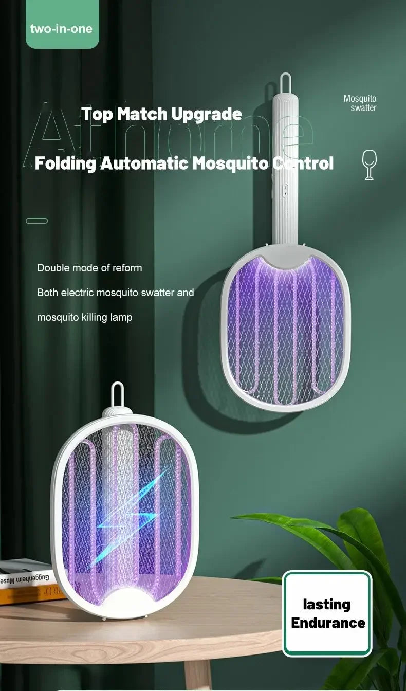 1 lámpara nueva para matar mosquitos, recargable por USB, eléctrica, plegable, matamoscas, 3000 V