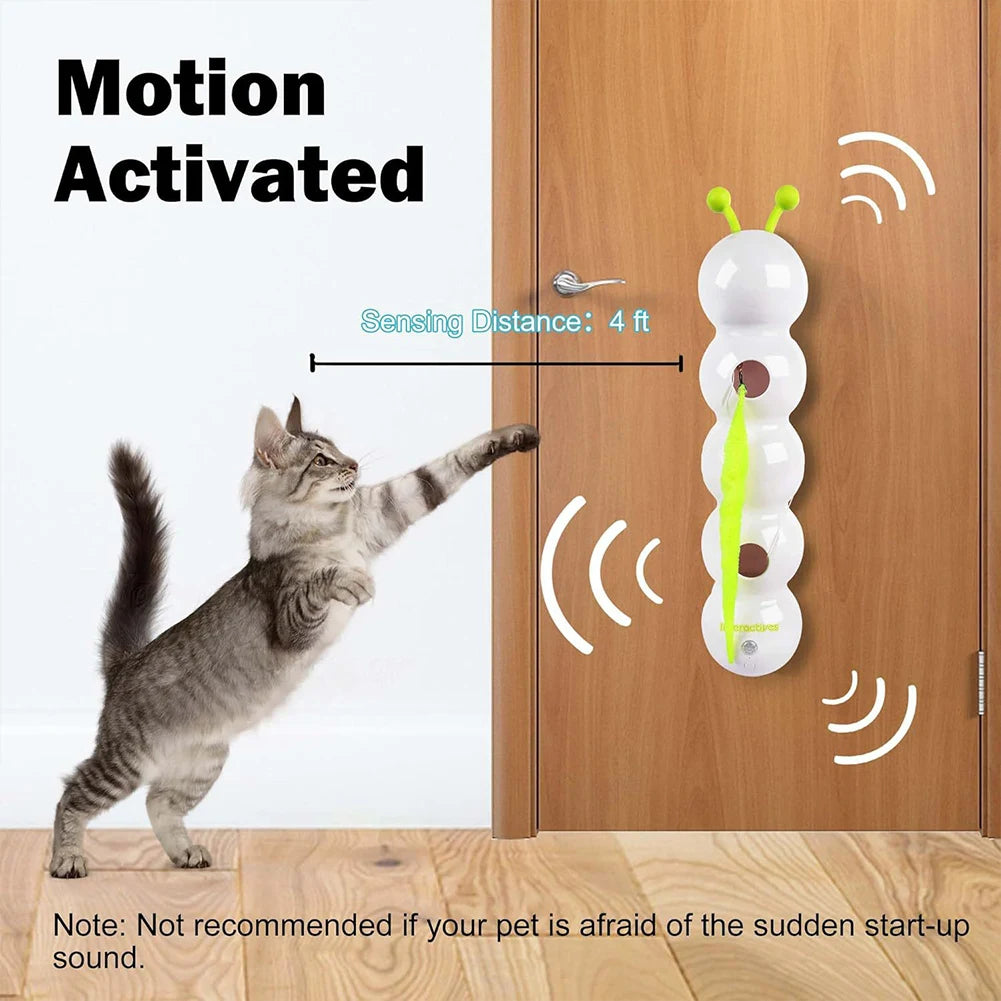 Smart Caterpillar Cat playthingβ Whack A Mole Cat Interactive Cat Feather Motion Sensor Teasing Cat for Indoor Cats