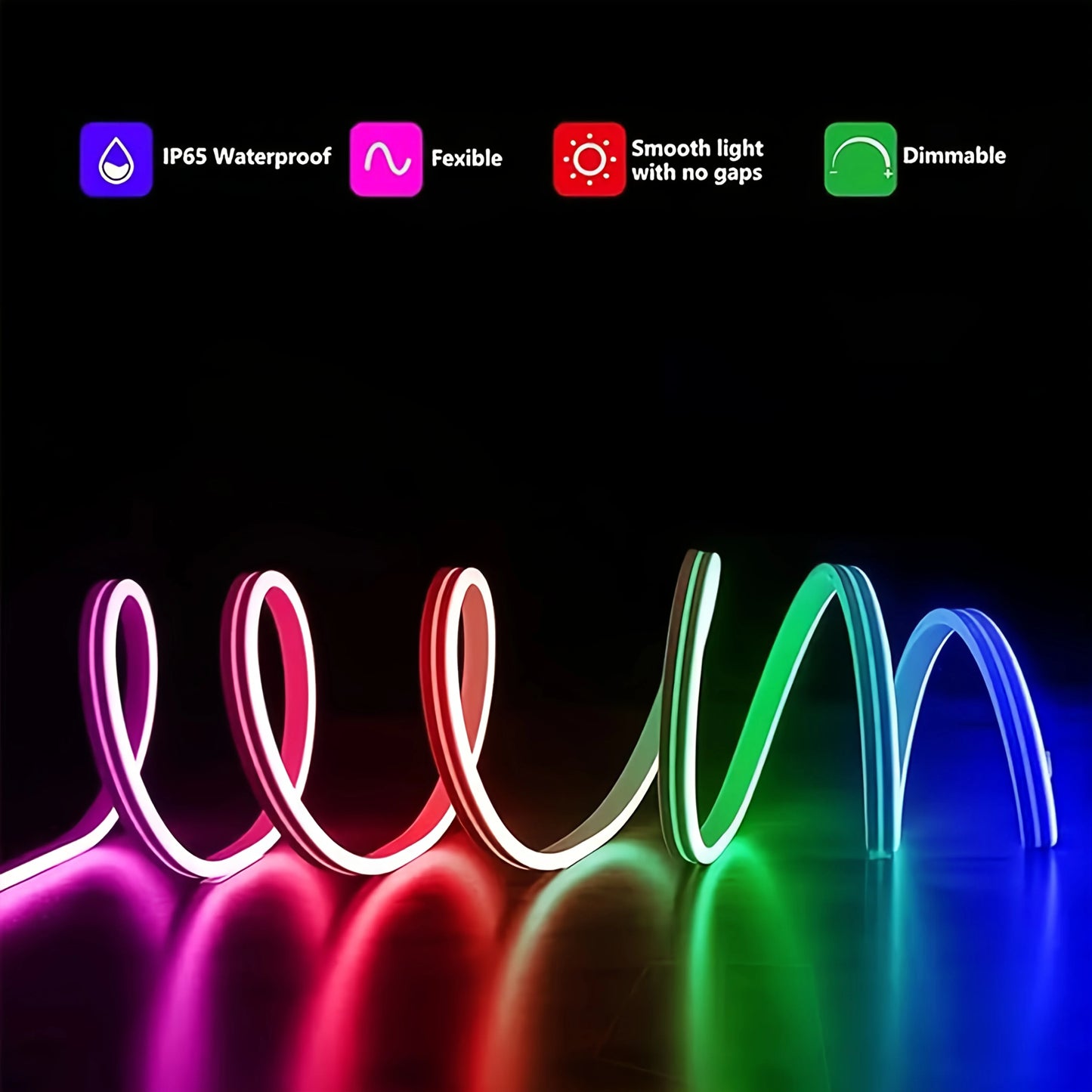 Smart LED Strip Lights RGB Neon Sign Tape USB Bluetooth App Remote Control Flexible Backlight Gaming Room Decor