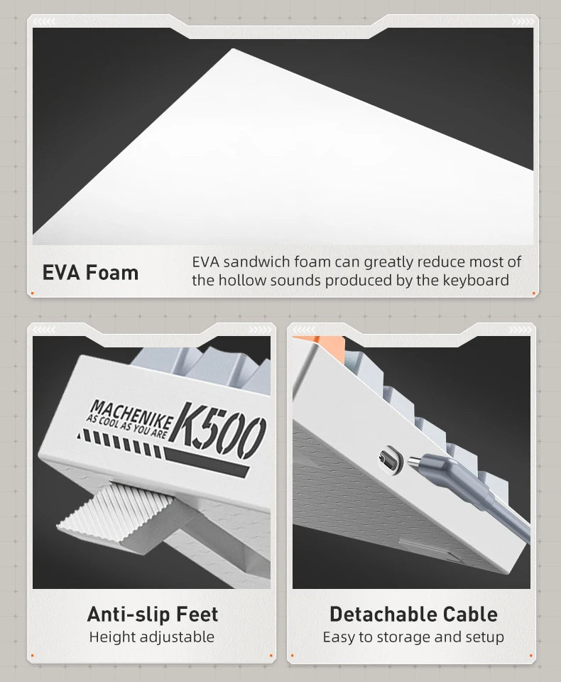 Teclado mecánico Machenike K500A-B84 con 75 % de TKL, intercambiable en caliente, con cable, retroiluminación de 6 colores, 84 teclas para PC, portátiles y gamers